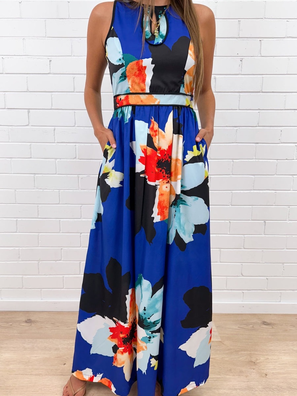 Vince Camuto Royal Blue Floral Maxi Dress